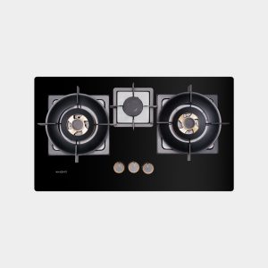Homz 3‑Burner Glass Gas Hob HMZ‑7603BRG – High-Efficiency Brass Burners - Image 1